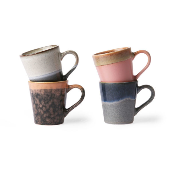 Ensemble de 4 tasses à expresso en céramique Années 70