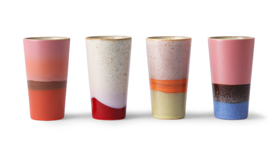 Ensemble de 4 tasses latte en céramique Années 70