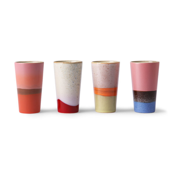 Ensemble de 4 tasses latte en céramique Années 70