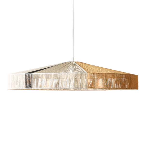 Lampe suspendue corde noir rayé