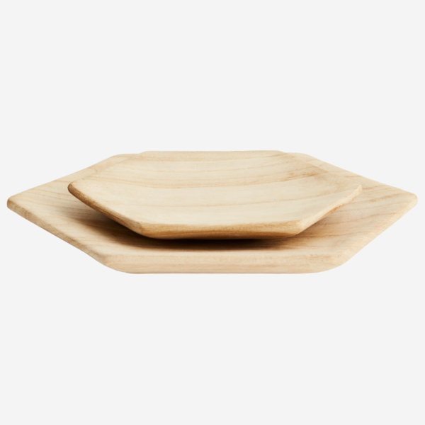 Assiette hexagonale en bois 27 cm
