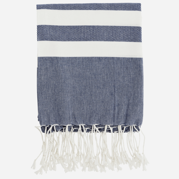 Serviette en coton à rayures Bleu, blanc