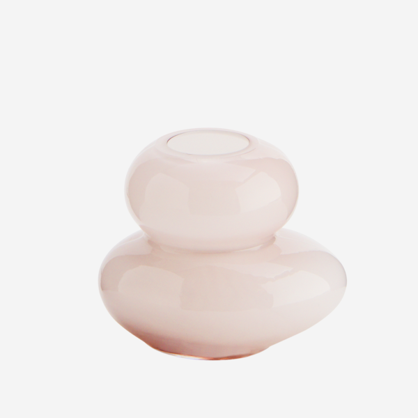 Vase en verre rond rose