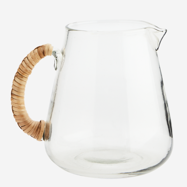 Cruche en verre avec poignée en bambou