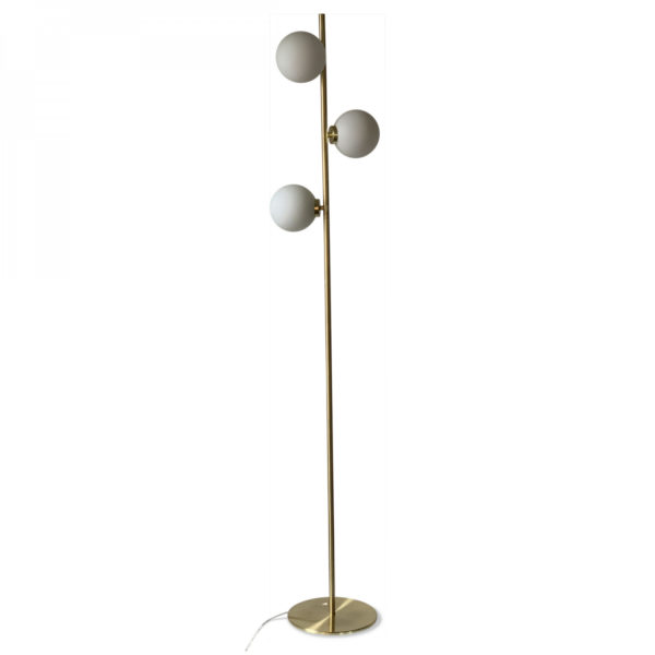 Lampadaire Edmond 3 Globes Dore Satine L27 P23 H152cm