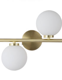 Applique Murale Edmond Horizontale 2 Globes Dore Satine L36 P12 H26cm