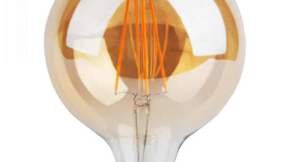 Ampoule LED Globe Ambre (D.9,5xH.13,8cm) filament vertical 4W (E27)