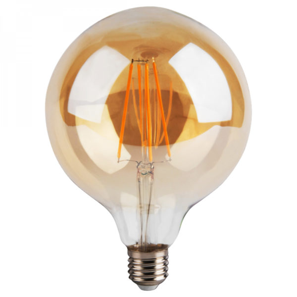 Ampoule LED Globe Ambre (D.9,5xH.13,8cm) filament vertical 4W (E27)