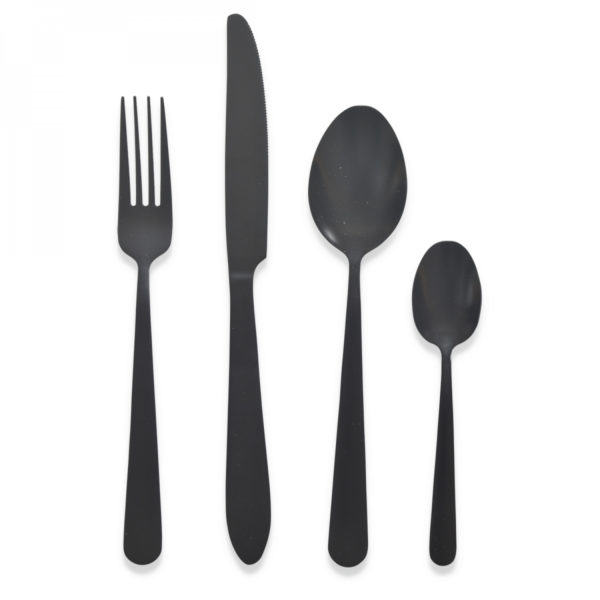 Set De 16 Couverts Collectionneur Noir Satine