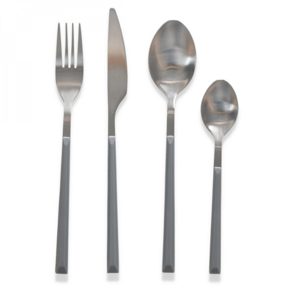 Set De 16 Couverts Desir Gris Metal Satine