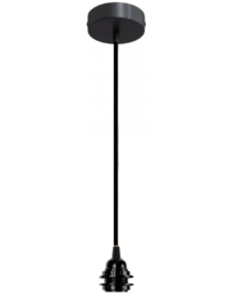 Suspension douille Câble Rosace Plastic Noir 110cm Noir