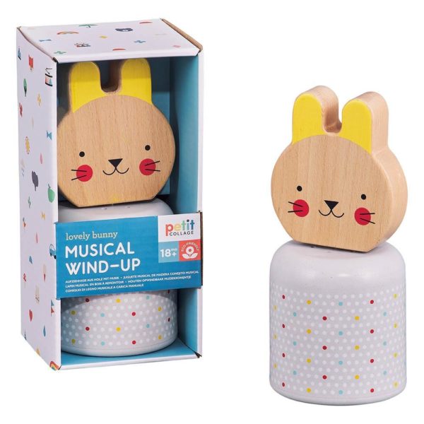 Lapin musical à remonter en bois