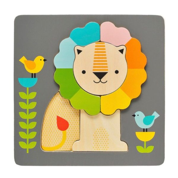 Puzzle en bois en forme de petit lion
