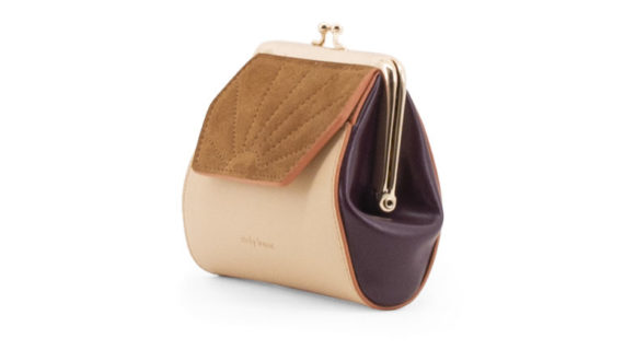 Porte-monnaie argile beige + raisin violet