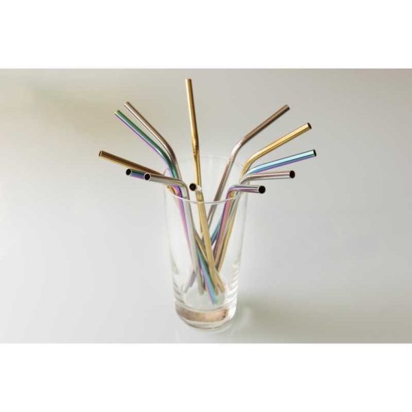 Pailles en métal, set 4 pcs, Iridescent