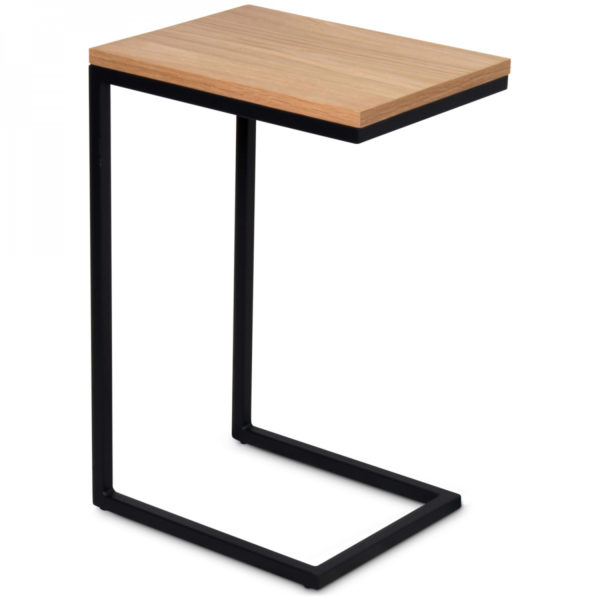 Bout de Canapé effet Hêtre pied Noir L30 p40 H60cm