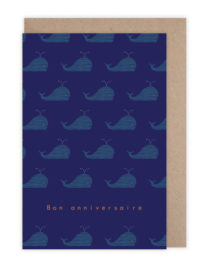 Carte double Anniversaire Baleine bleue