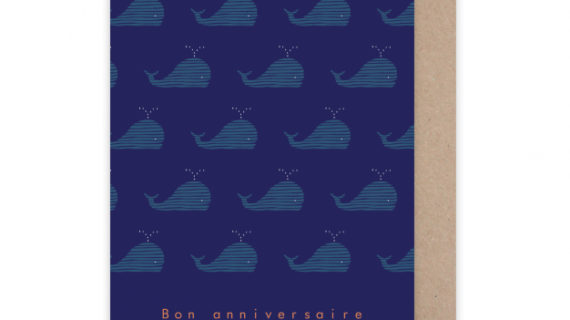 Carte double Anniversaire Baleine bleue