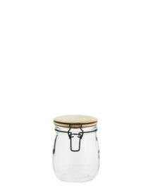 Bocal en verre avec couvercle en bambou - M