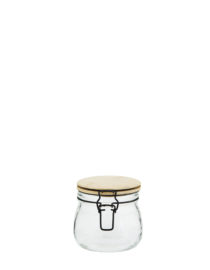Bocal en verre avec couvercle en bambou - S