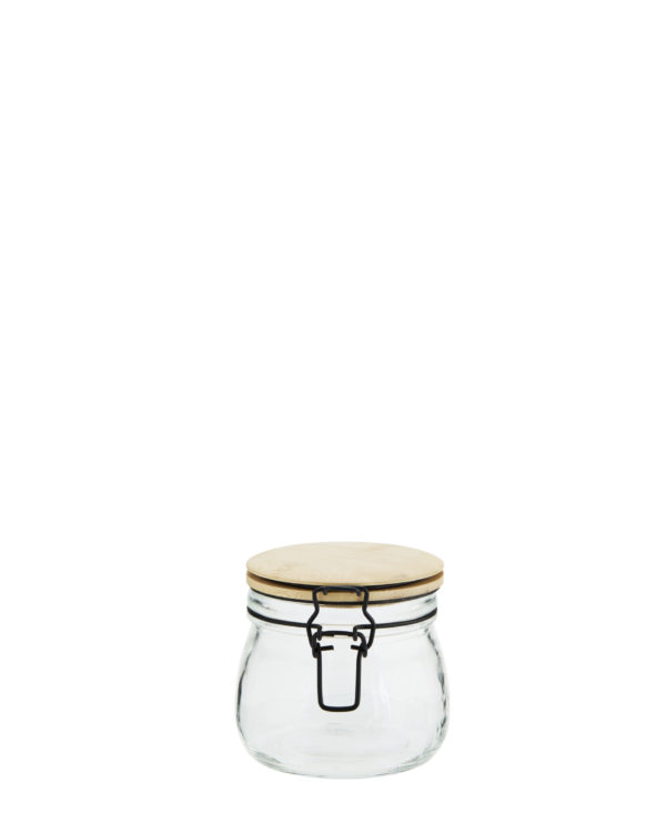 Bocal en verre avec couvercle en bambou - S