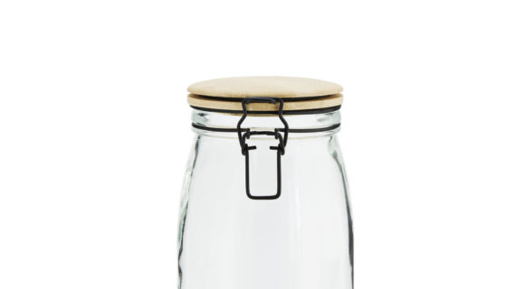 Bocal en verre avec couvercle en bambou - L