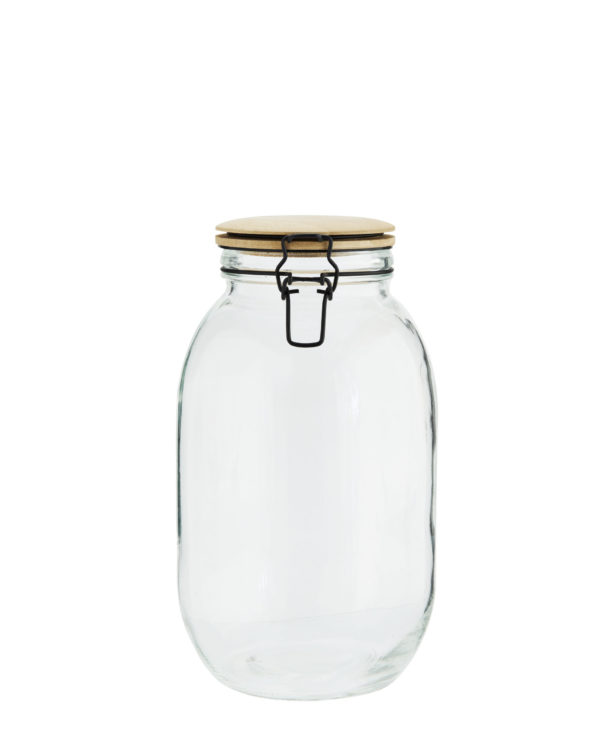 Bocal en verre avec couvercle en bambou - XL