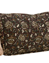 Trousse de toilette imprimée avec pompon motifs fleuris marron - L
