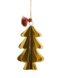 Sapin de Noël en métal doré à suspendre