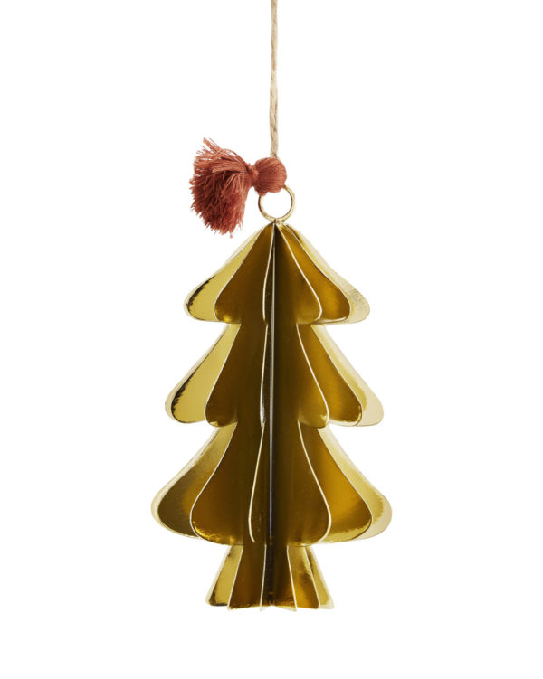 Sapin de Noël en métal doré à suspendre
