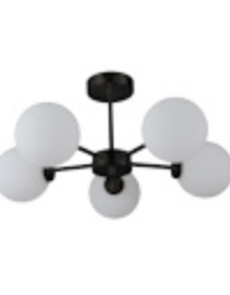 Suspension Edmond Rond 5 Globes Noire