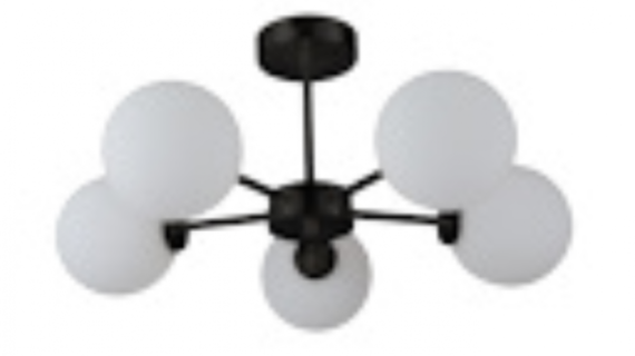 Suspension Edmond Rond 5 Globes Noire