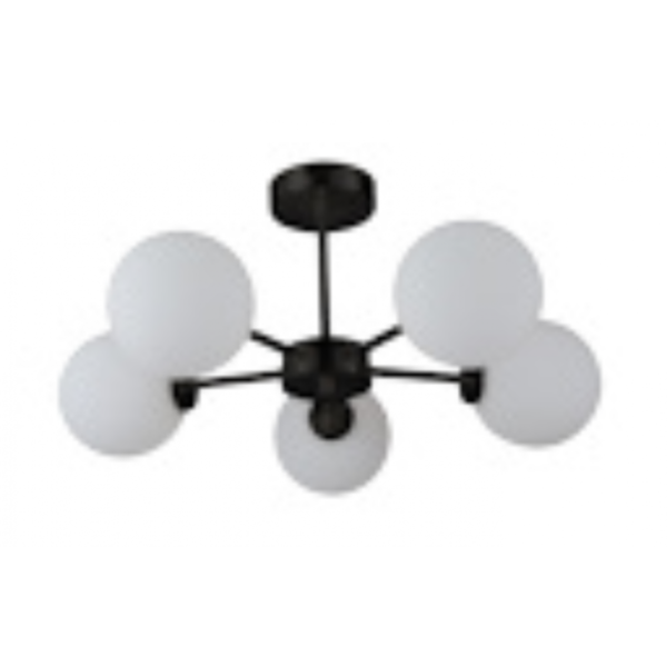 Suspension Edmond Rond 5 Globes Noire