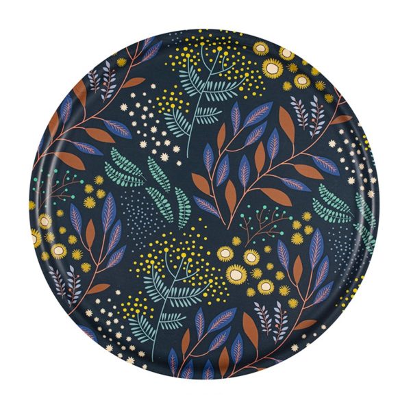 Plateau en bouleau Mimosa Marine - rond 35cm