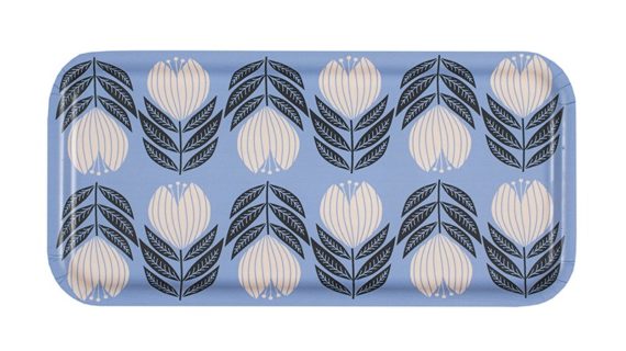 Plateau en bouleau Tulipes Lavande - rectangle – 28x14cm