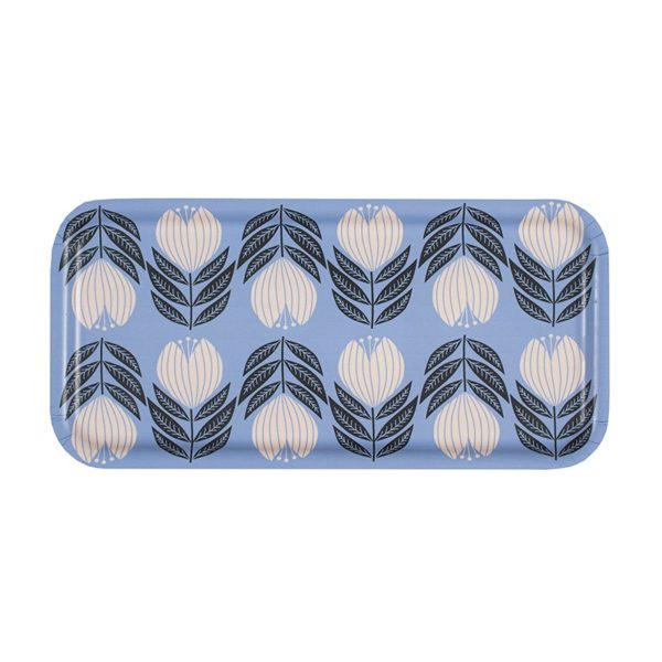 Plateau en bouleau Tulipes Lavande - rectangle – 28x14cm