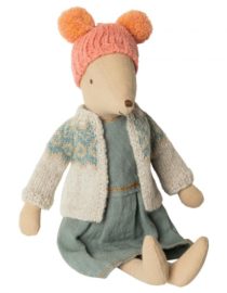 Peluche Souris d'hiver, tricotée main