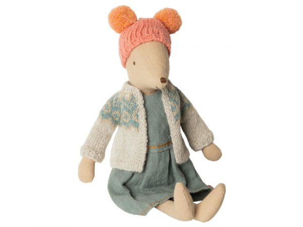 Peluche Souris d'hiver, tricotée main