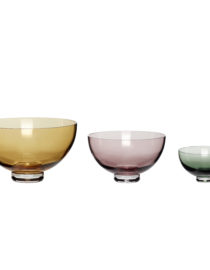 Lot de 3 bols en verre Ambre, rose et vert
