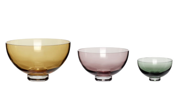 Lot de 3 bols en verre Ambre, rose et vert