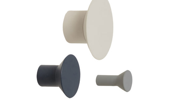Lot de 3 patères, métal, gris clair/gris foncé