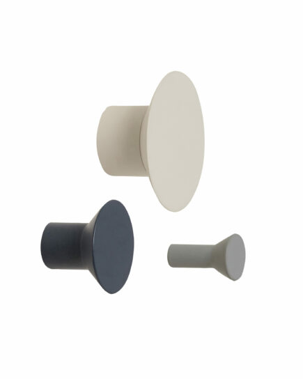 Lot de 3 patères, métal, gris clair/gris foncé
