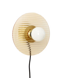 Lampe murale avec ampoule, verre/métal, ambre/laiton