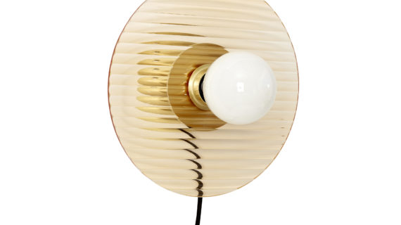 Lampe murale avec ampoule, verre/métal, ambre/laiton