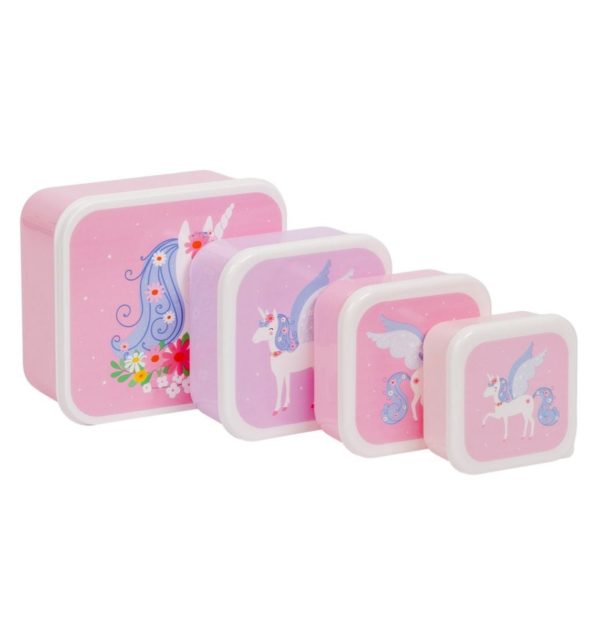 Set de 4 boîtes à goûter Licorne