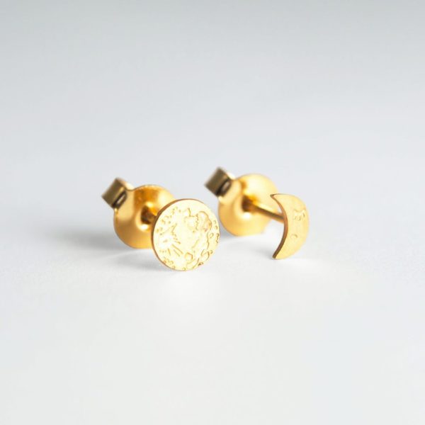 Boucles d'oreilles Asymétriques Lune