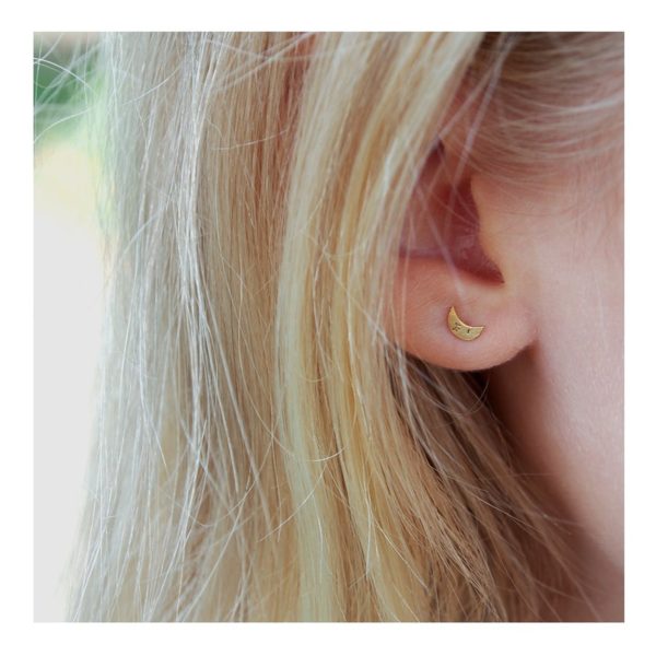 Boucles d'oreilles Asymétriques Lune – Image 2