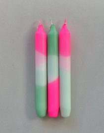 Lot de 3 Bougies Dip Dye Neon - Peppermint Clouds