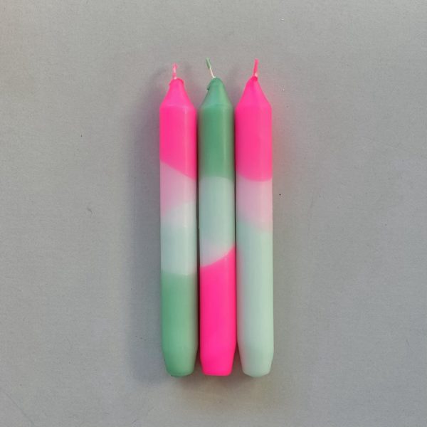 Lot de 3 Bougies Dip Dye Neon - Peppermint Clouds