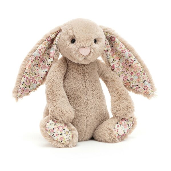 Peluche petit Lapin beige Oreilles fleuries